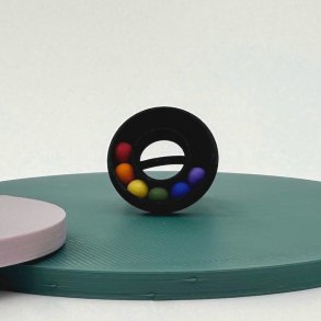 Mundr Donut ring - Sort med Regnbuekugler