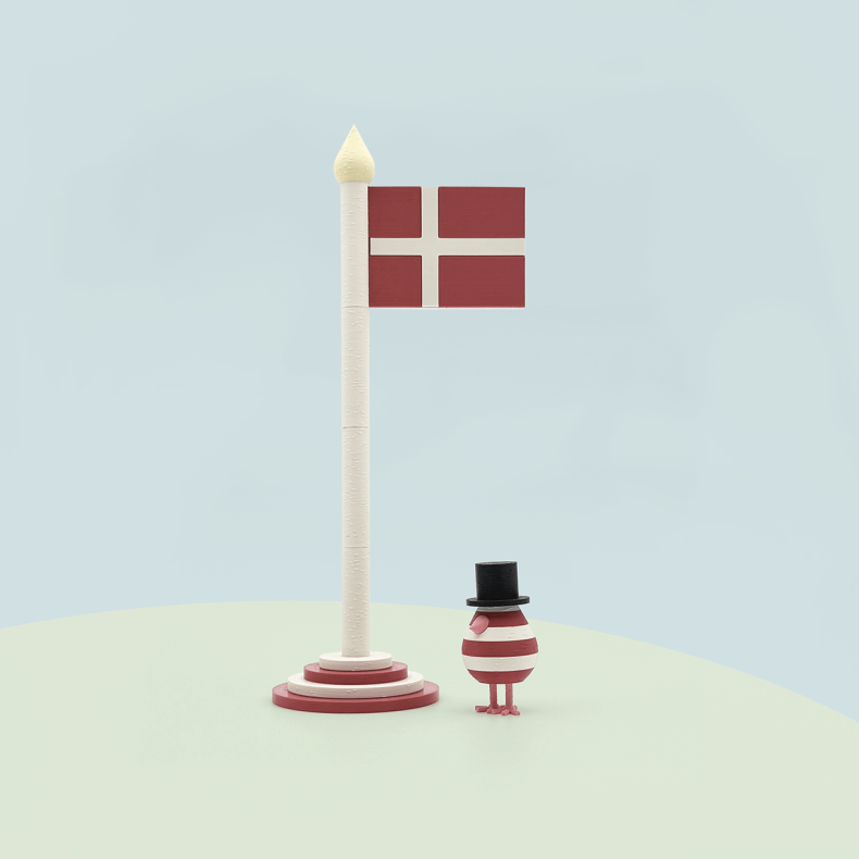 Mundr Flag med fugl - R�d 