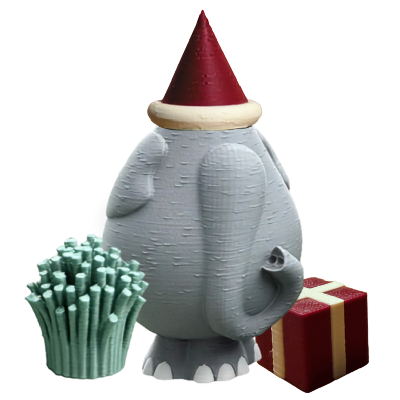 BIG Elefant dekorationsfigur med nissehue og gave -11