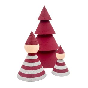 Mundr Julest II Mellem bordeaux Tr, mellem Nisse og lille Nisse lysgr/bordeau stribet