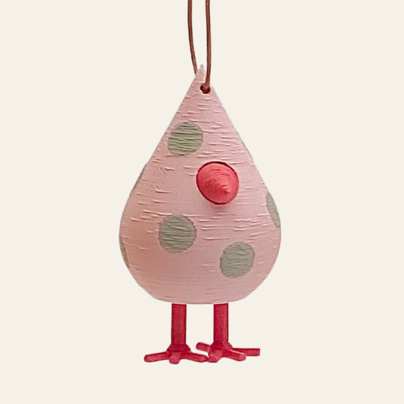 Mundr H�ngefugl - Medium - Pink med Mint Prikker