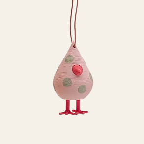 Mundr H�ngefugl - Small - Pink med Mint Prikker