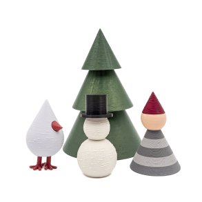 Mundr Julest I - Lille skov Tr, lavendel Fugl, Snemand og grstribet Nisse 