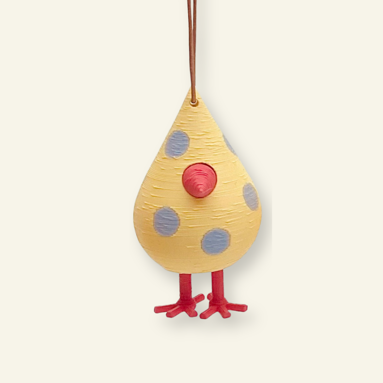 Mundr H�ngefugl - Medium - Pastel Gul med Lavendel Prikker