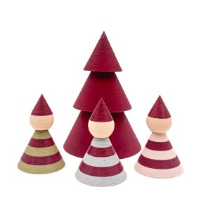 Mundr julest I - Lille bordeaux Tr med 3 stribede Nisser 