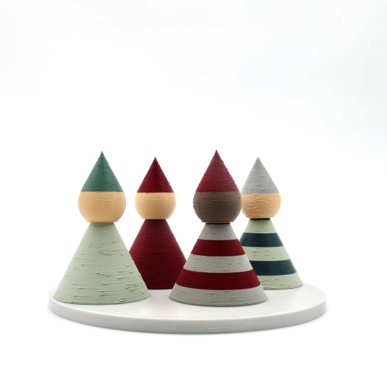 Mundr Adventst  4 Nisser mint, skov, bordeaux og lys gr