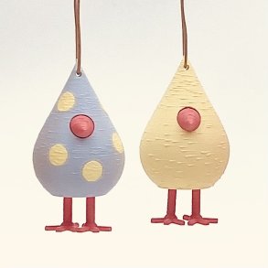 Mundr H�ngefugle S�t - 2 stk str Medium - Pastel Gul og Lavendel Prik