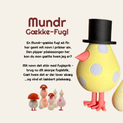 Mundr G�kke-fugl med �g og hat - Medium - valgfri farve