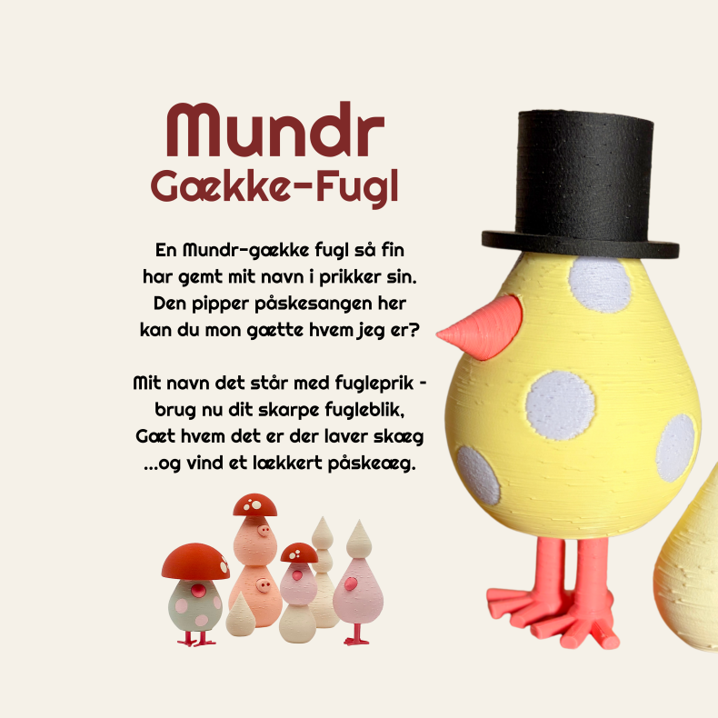 Mundr G�kke-fugl med �g og hat - Medium - valgfri farve