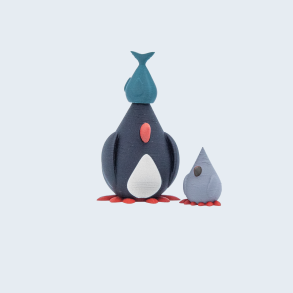 Mundr Zoo - Pingvin med Baby og fisk - Medium 