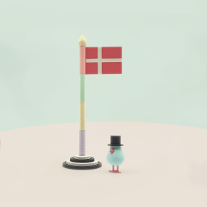 Mundr Flag med fugl - Multifarvet 