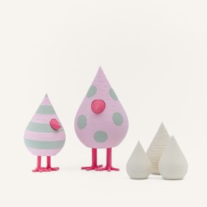 Mundr P�skefugle S�t med 2 fugle og 3 �g - Lyser�d og Gr�n Prik & Strib