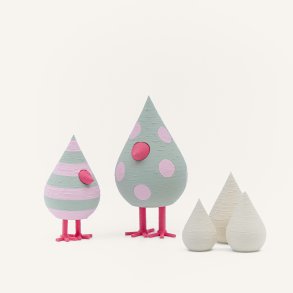 Mundr P�skefugle S�t med 2 fugle og 3 �g - Gr�n og Lyser�d Prik & Strib