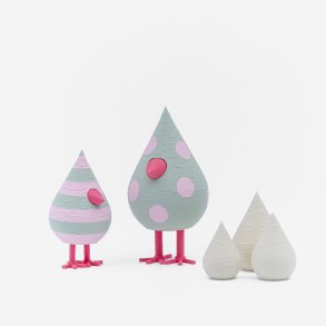 Mundr P�skefugle S�t med 2 fugle og 3 �g - Gr�n og Lyser�d Prik & Strib